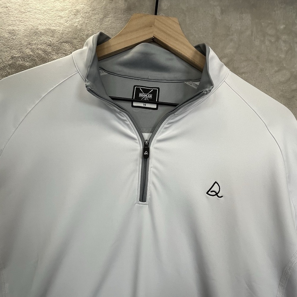 DEOLAX Pullover Shirt Mens M White 1/4 Zip Stretch Performance Golf Apparel